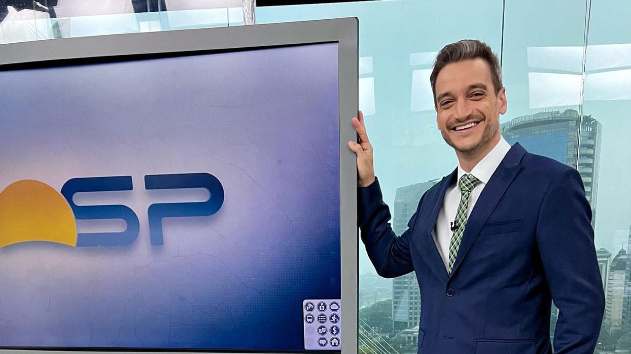 Tiago Scheuer no estúdio do Bom Dia São Paulo, da Globo