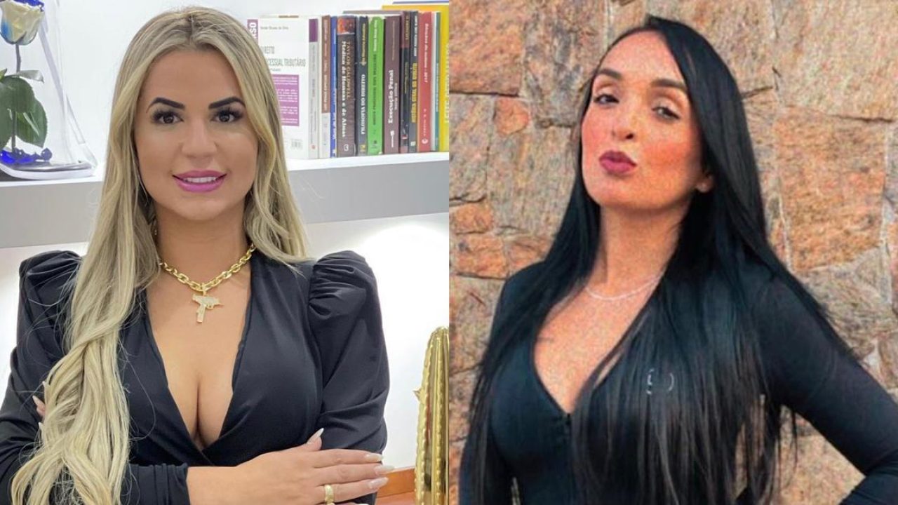 Deolane Bezerra, viúva de MC Kevin, e Evelin Gusmão, ex-namorada do funkeiro, armaram barraco na internet (foto: Reprodução)