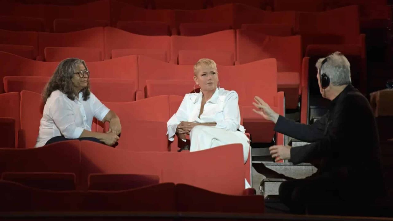 Foto de Marlene Mattos, Xuxa e Pedro Bial