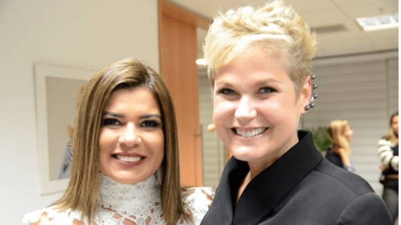 Foto das apresentadoras Xuxa Meneghel e Mara Maravilha